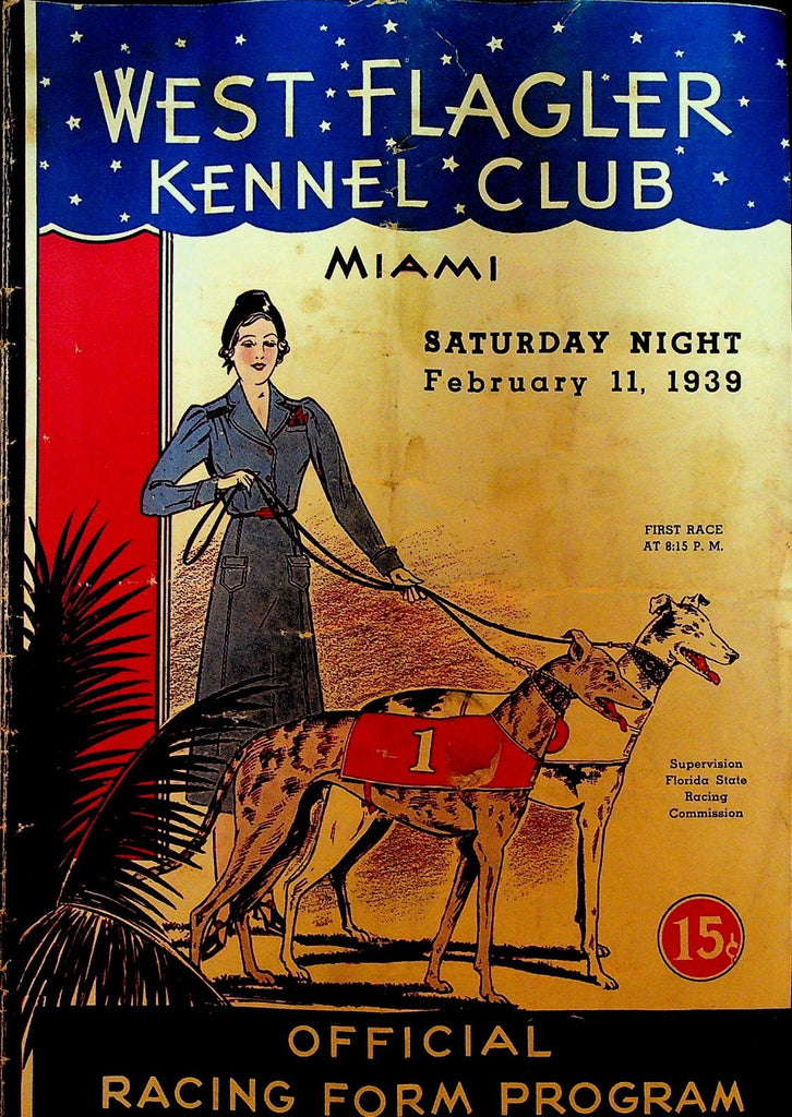 West Flagler Kennel Club Miami Racing Program February 11 1939 Greyhound Dogs0