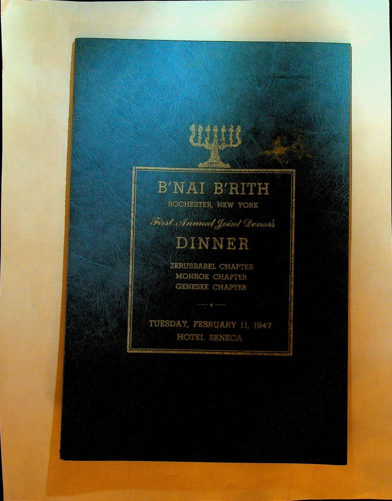 B'Nai B'Rith Dinner Program Rochester NY 1947 Monroe Genesee Zerrubabbel Chapter0