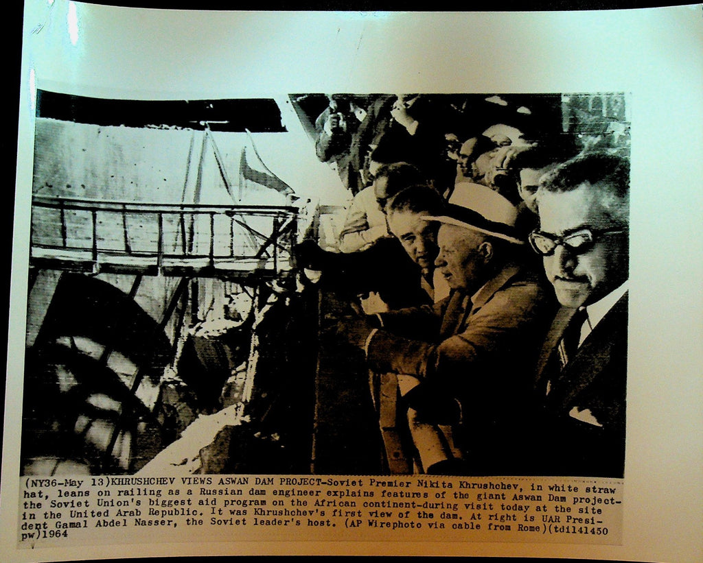 Nikita Khrushchev Wire Photo 1964 Aswan Dam United Arab Republic Visit0