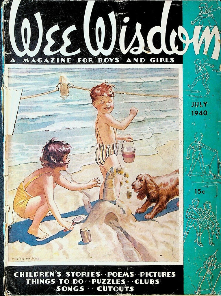 Wee Wisdom Magazine July 1940 Walter Ohlson Sand Castle Paper Doll 0