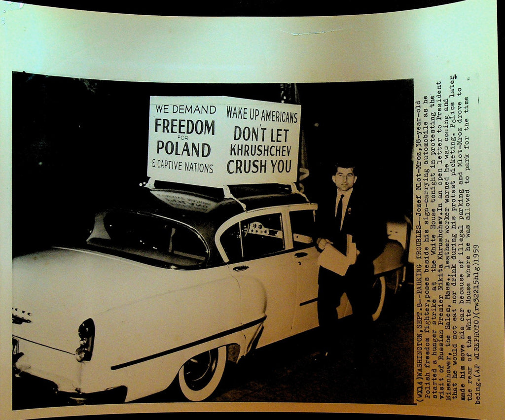 Nikita Khrushchev Wire Photo 1959 Freedom for Poland Jozef Mlot Mroz0
