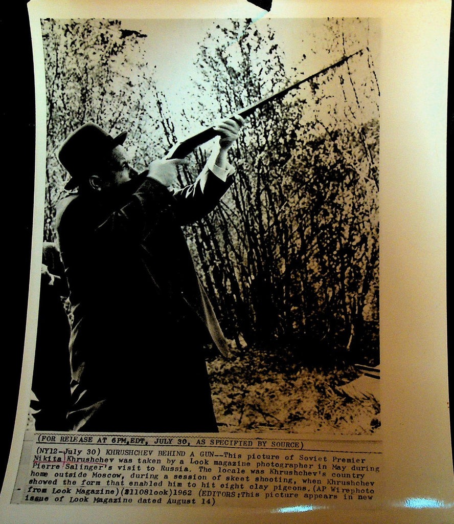 Nikita Khrushchev Wire Photo 1962 Shooting Gun During Pierre Salinger Visit0