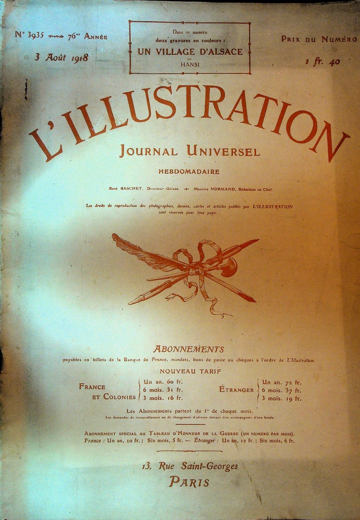 L'Illustration Magazine August 3 1918 WWI French Magazine0