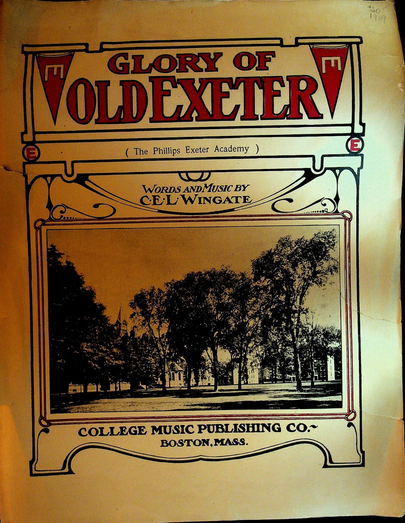Glory of Old Exeter Sheet Music 1909 Phillips Exeter Academy CEL Wingate0