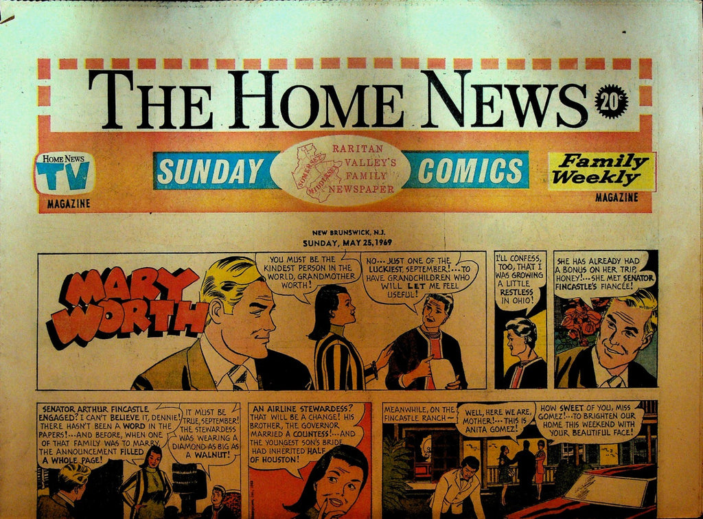 The Home News Sunday Comics New Brunswick NJ May 25 1969 Peanuts Mary Worth0