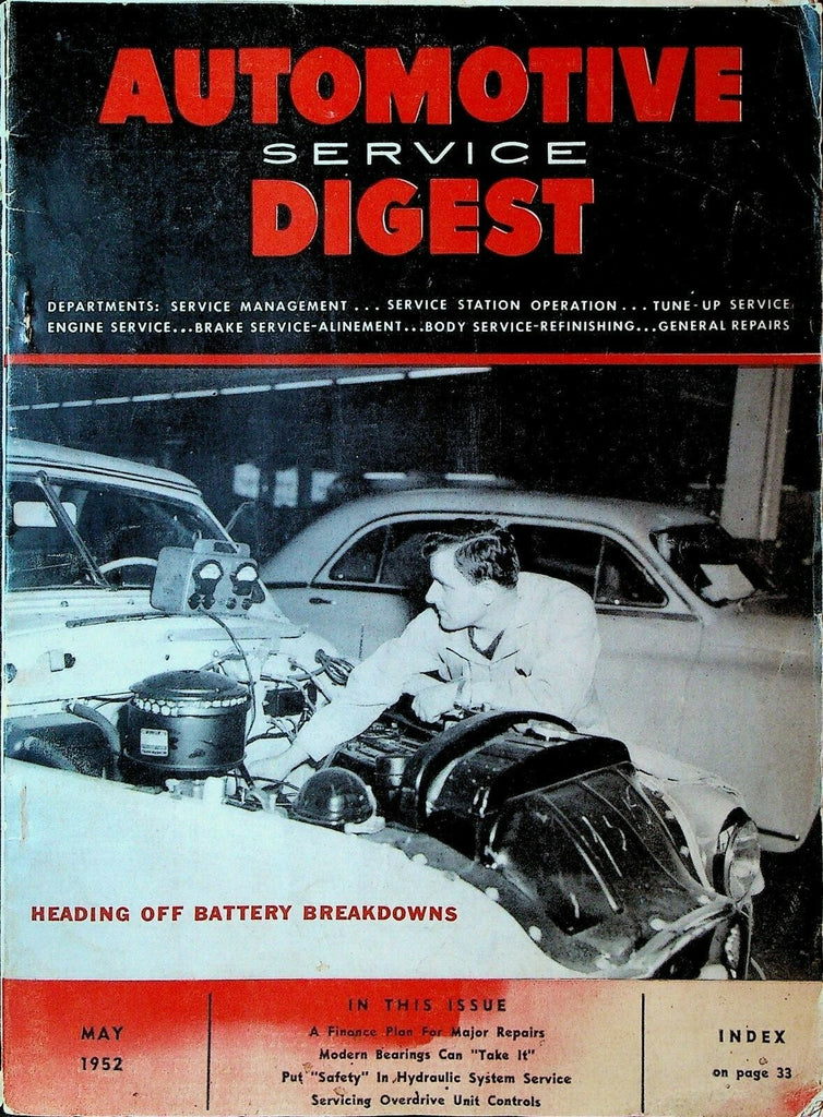 Automotive Service Digest May 1952 Services Brakes Alignment Body Motor0