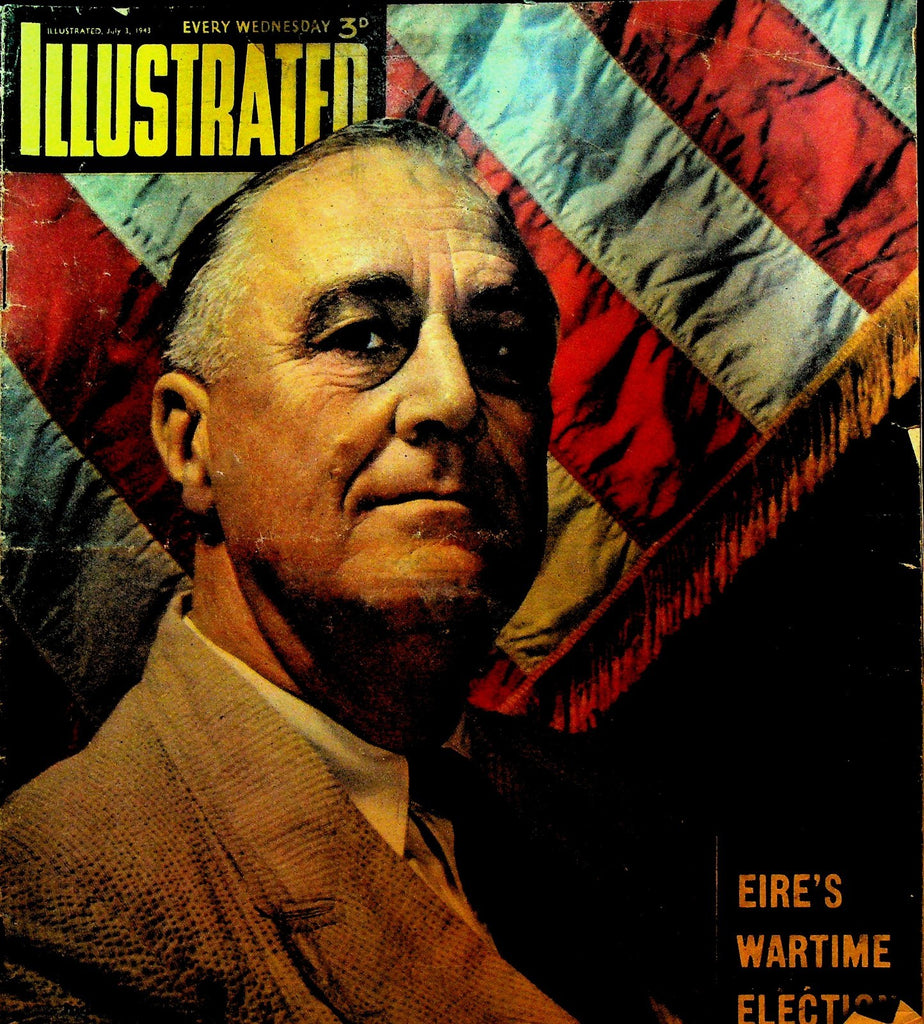 Illustrated July 1 1941 Franklin D Roosevelt Patriotic Flag WWII0