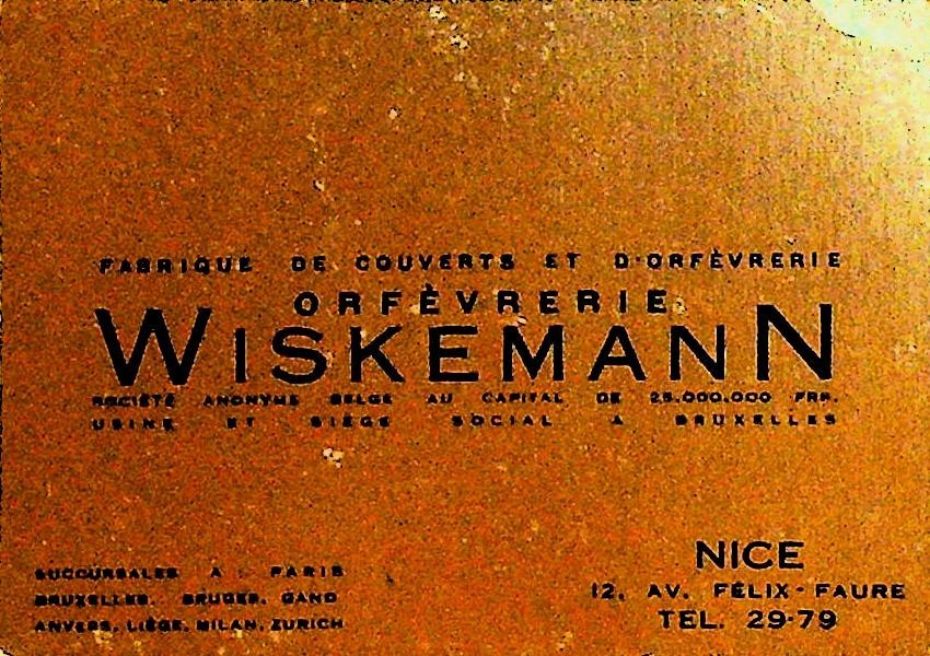 Orfevrerie Wiskemann Cutlery Silverware Business Card 1930s Nice France0