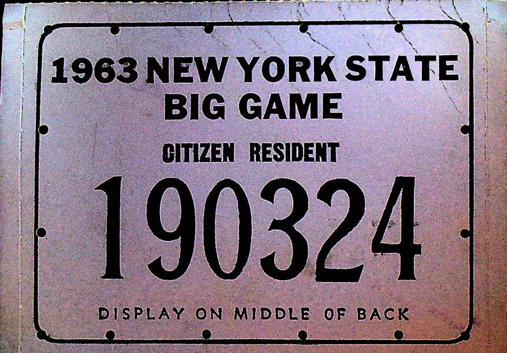 New York State Big Game Hunting Tag Citizen Resident 19630