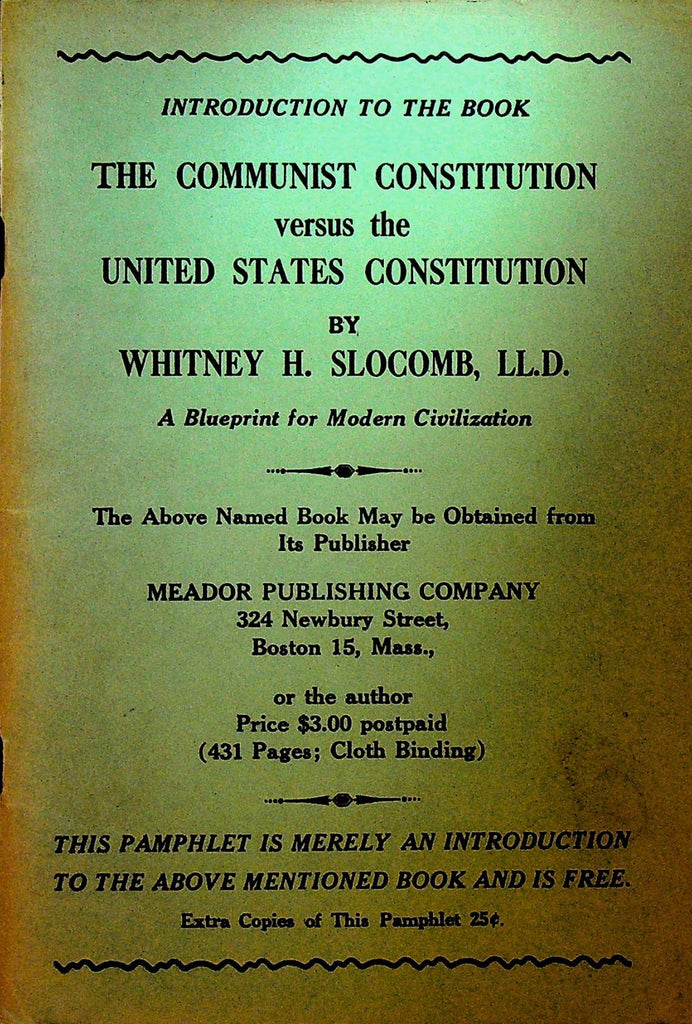 Communist Constitution v United States Constitution Introduction Book 19560