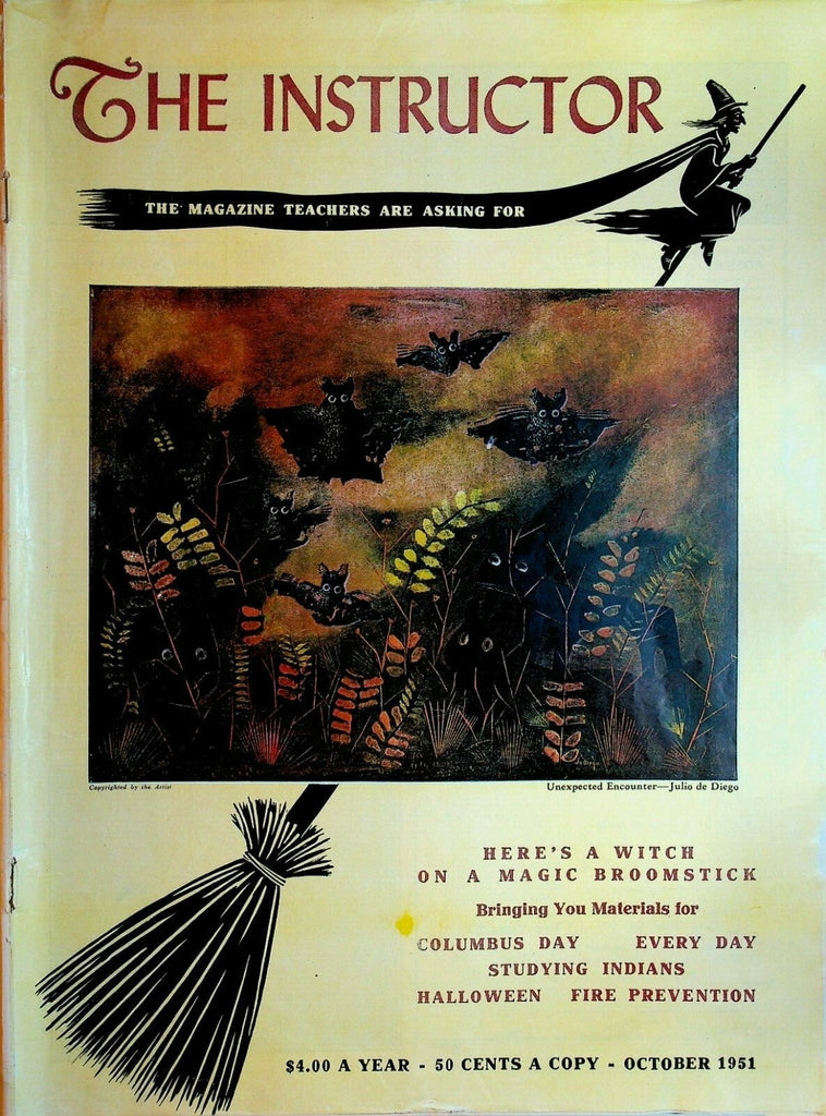 The Instructor Magazine October 1951 Halloween Fire Prevention Columbus Day0
