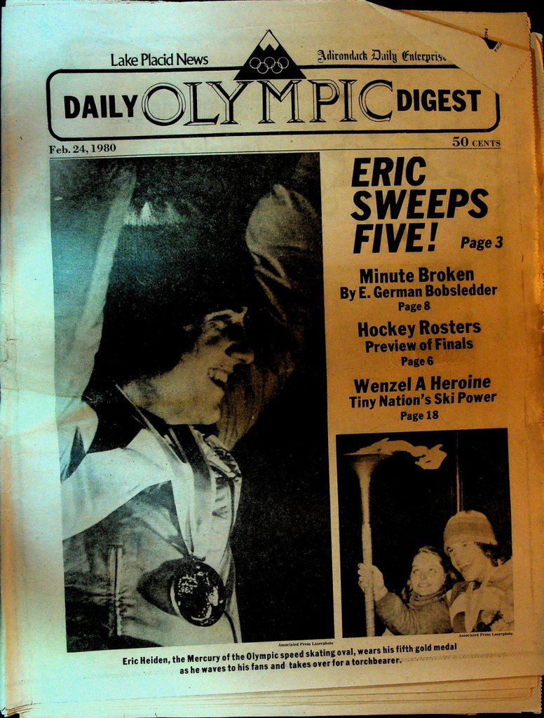 Lake Placid News Daily Olympic Digest February 24 1980 USA Hockey Eric Heiden0