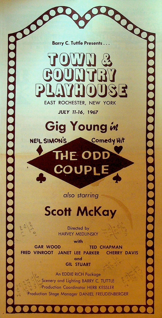 The Odd Couple Playbill 1967 Gig Young Town & Country Playhouse Scott McKay0