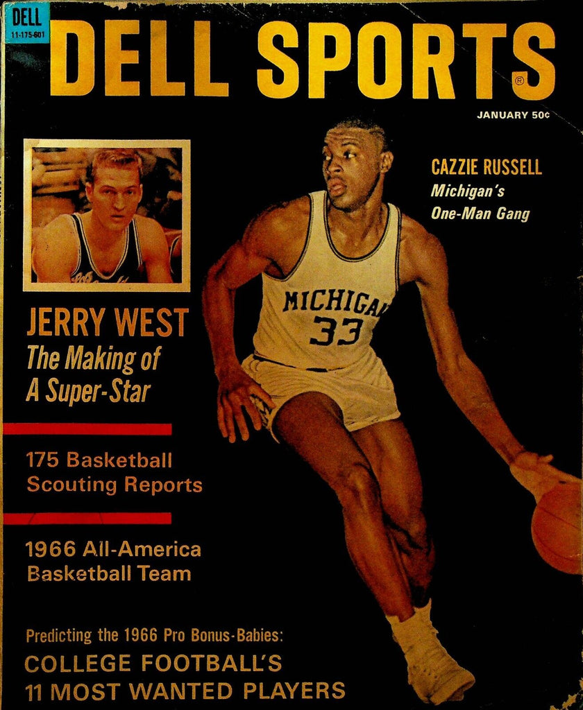 Dell Sports Magazine January 1966 Jerry West Cazzie Russell