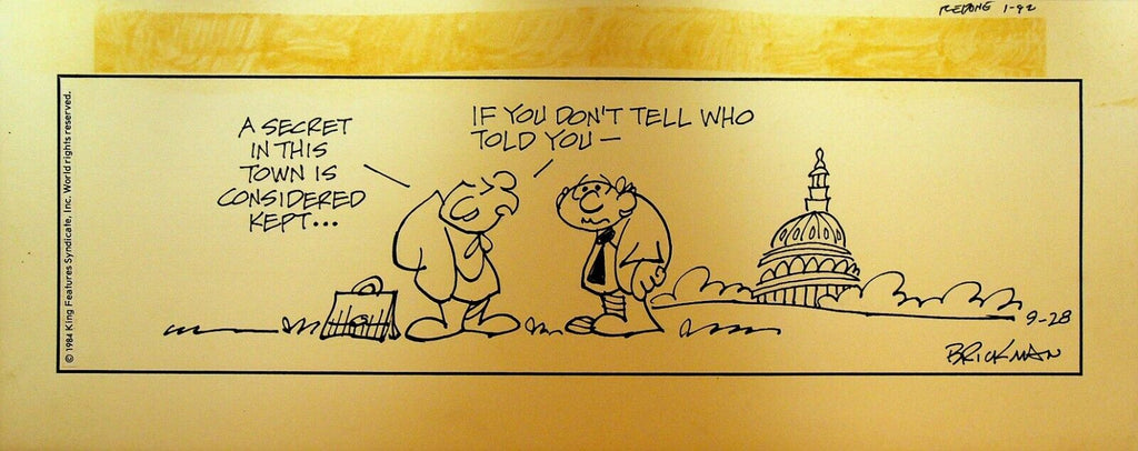 The Small Society Original Comic Strip Art September 28 1984 Washington Secrets