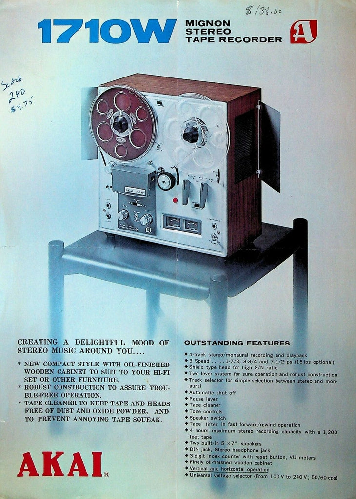 Akai 1710W Mignon Stereo Tape Recorder Ad Sheet 1970s0