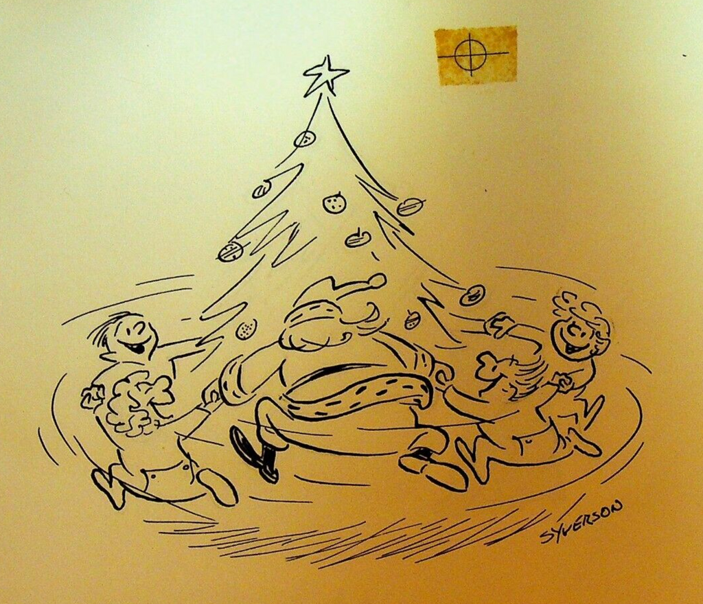 Henry S Syverson Original Art Santa Claus Ring Around the Christmas Tree