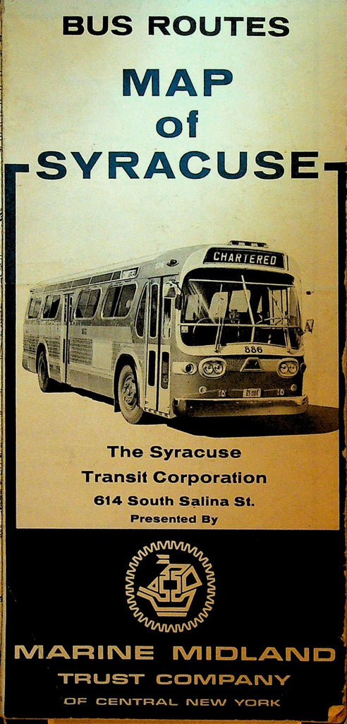 Bus Routes Map of Syracuse NY 1970s Marine Midland Trust0