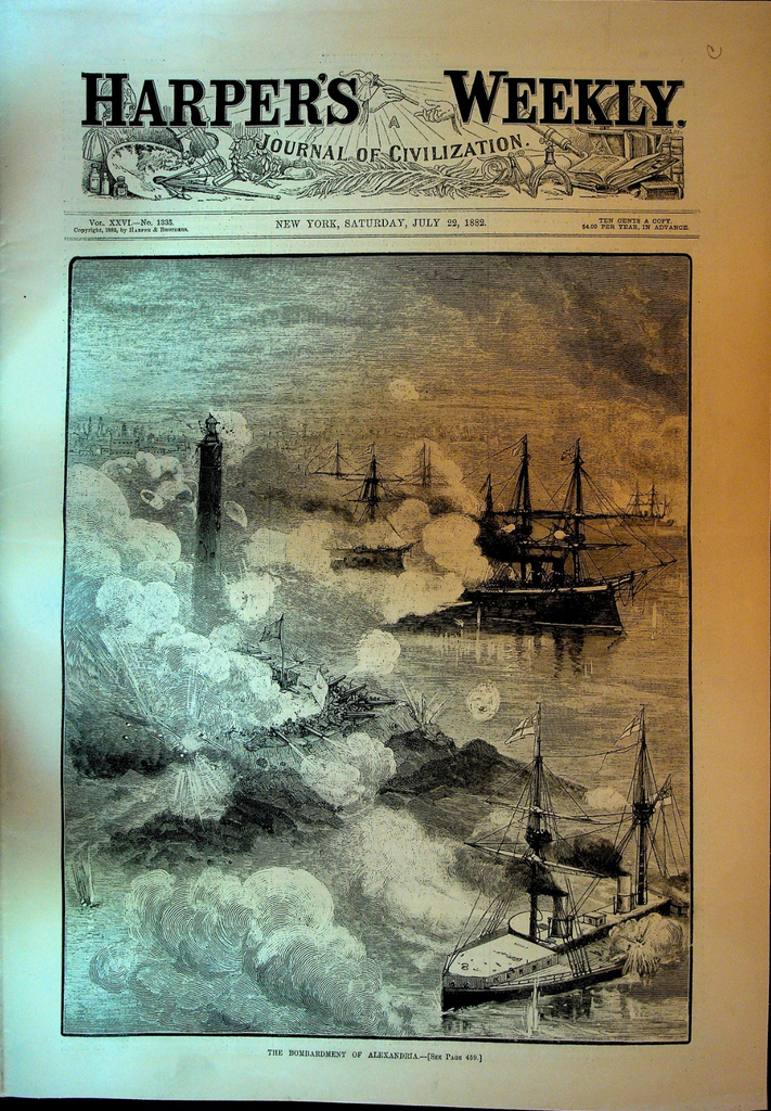Harper's Weekly July 22 1882 Alexandria Egypt Bombardment Thomas Nast0