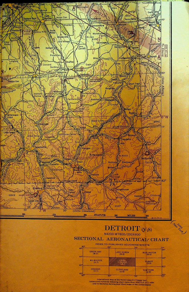 Detroit Michigan Sectional Aeronautical Chart Map May 18 19440