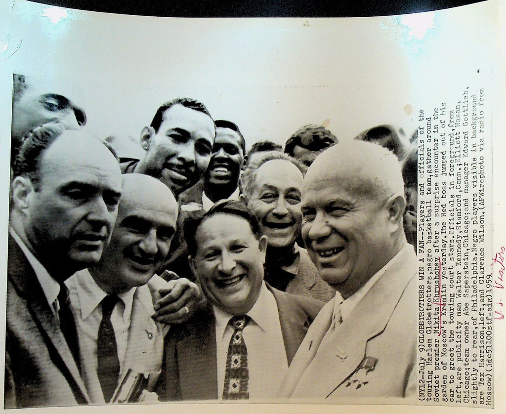 Nikita Khrushchev Wire Photo 1959 Harlem Globetrotters Abe Saperstein0