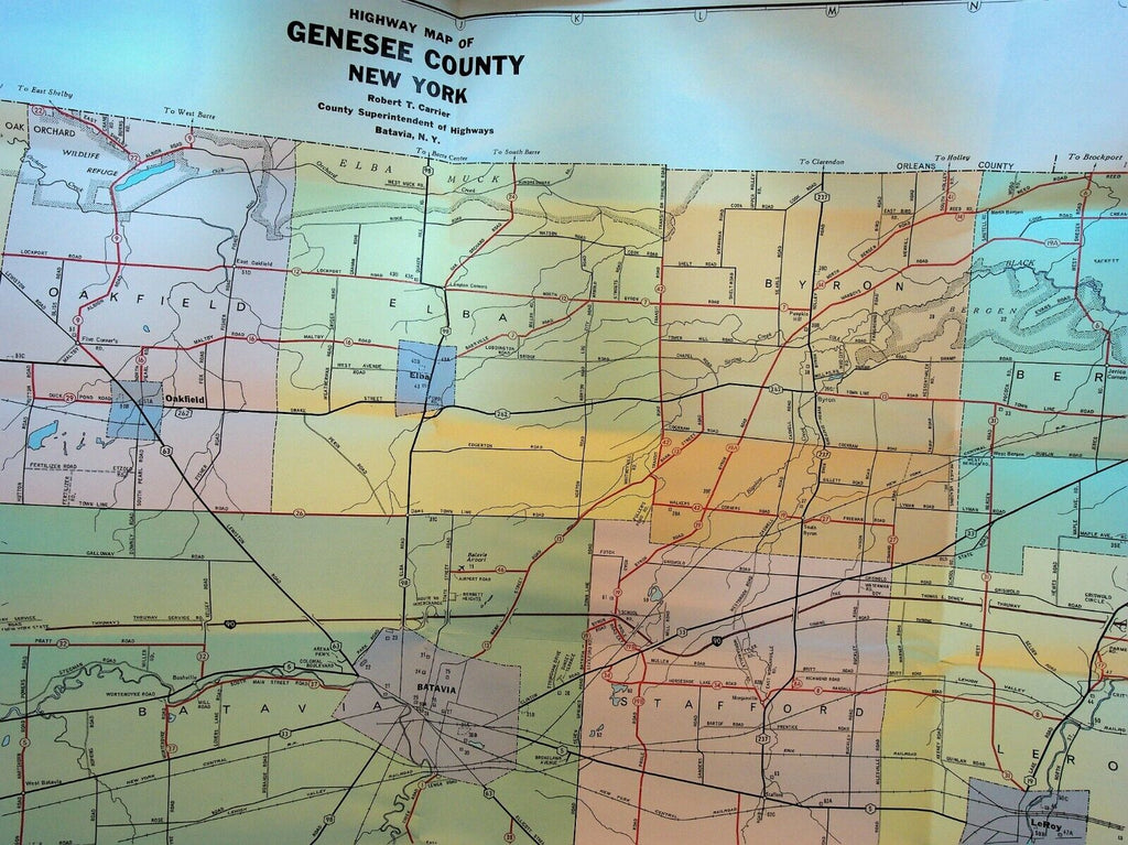 Genesee County New York Department of Public Works 1960s Map