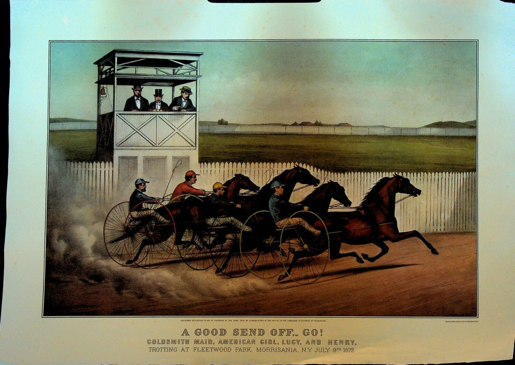 Currier & Ives Calendar Topper 1963 A Good Send Off Harness Racing Trotting