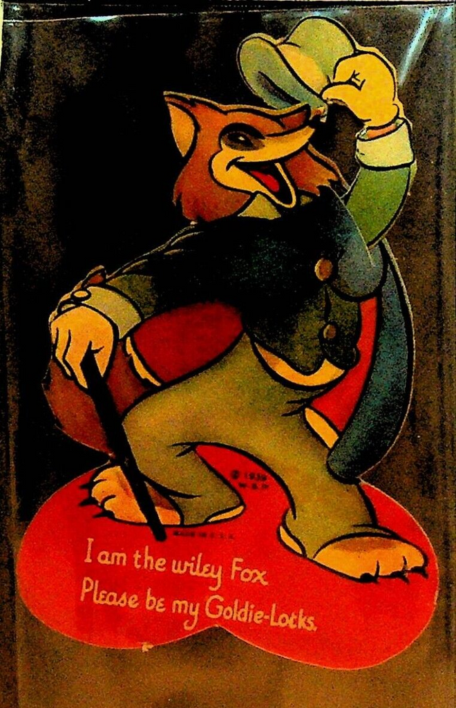 Big Bad Wolf Walt Disney Vintage Mechanical Valentines Day Card 1938