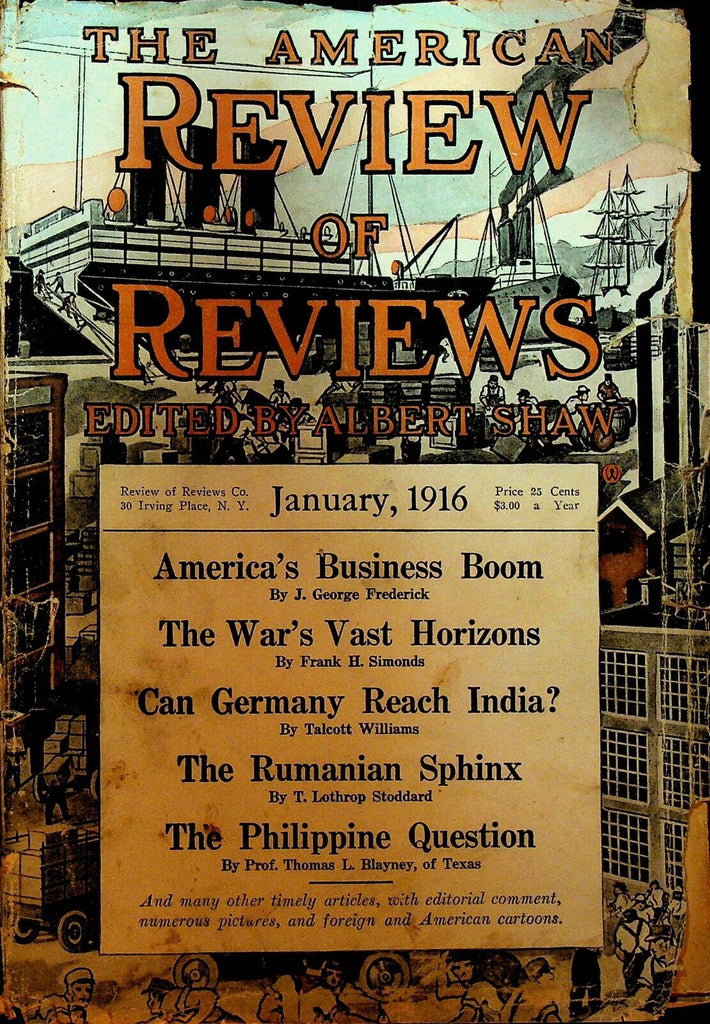 American Review of Reviews January 1916 Philippines WWI Lyman Abbott