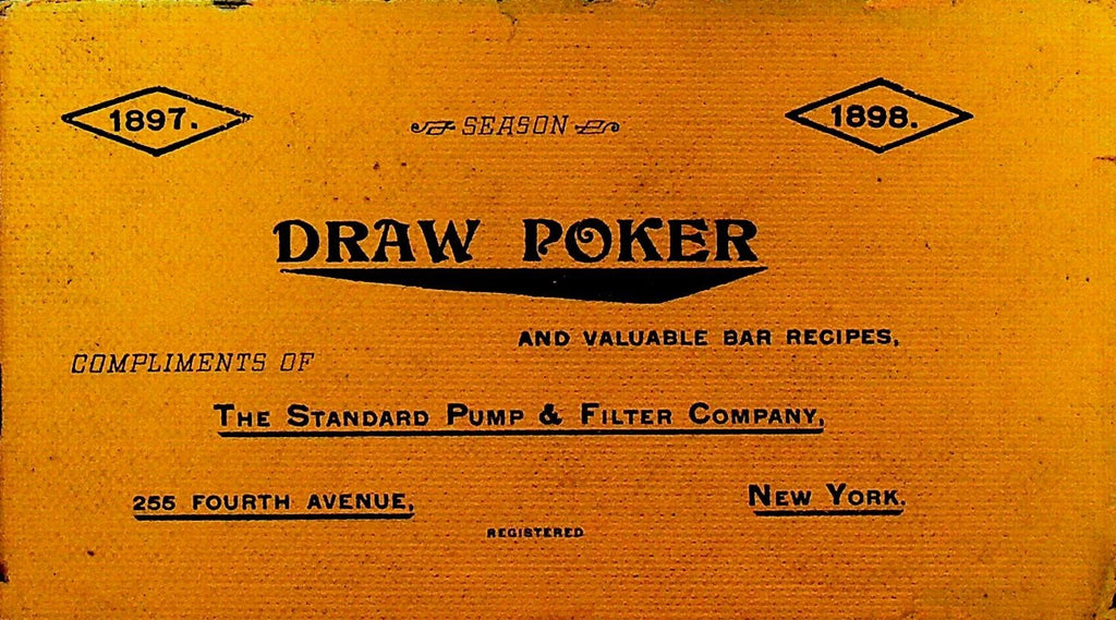 Draw Poker & Valuable Bar Recipes Mixology Cocktails 1898 Standard Pump Filter0