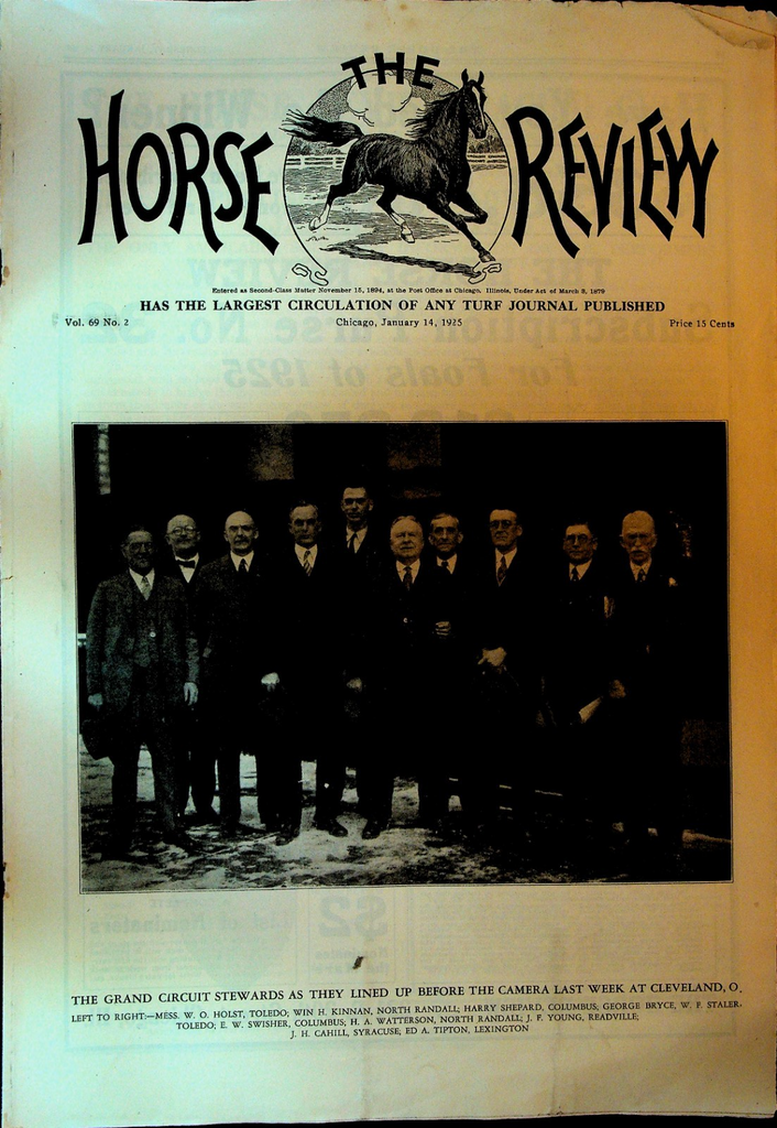 The Horse Review January 14 1925 Grand Circuit Stewards Cleveland Ohio0