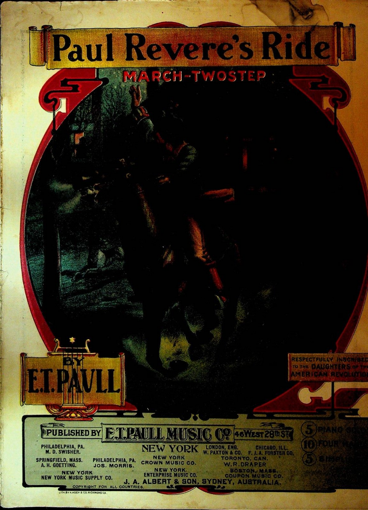 Paul Revere's Ride Sheet Music ET Paull 1905