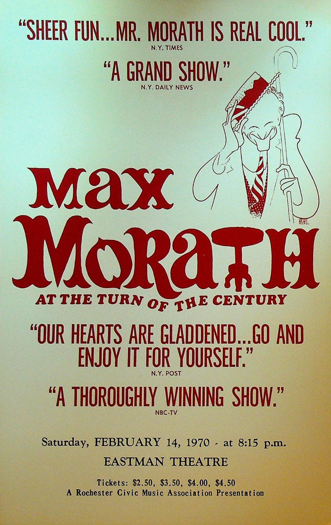 Max Morath At the Turn of the Century 1970 Ad Sheet Eastman Theatre Rochester NY0
