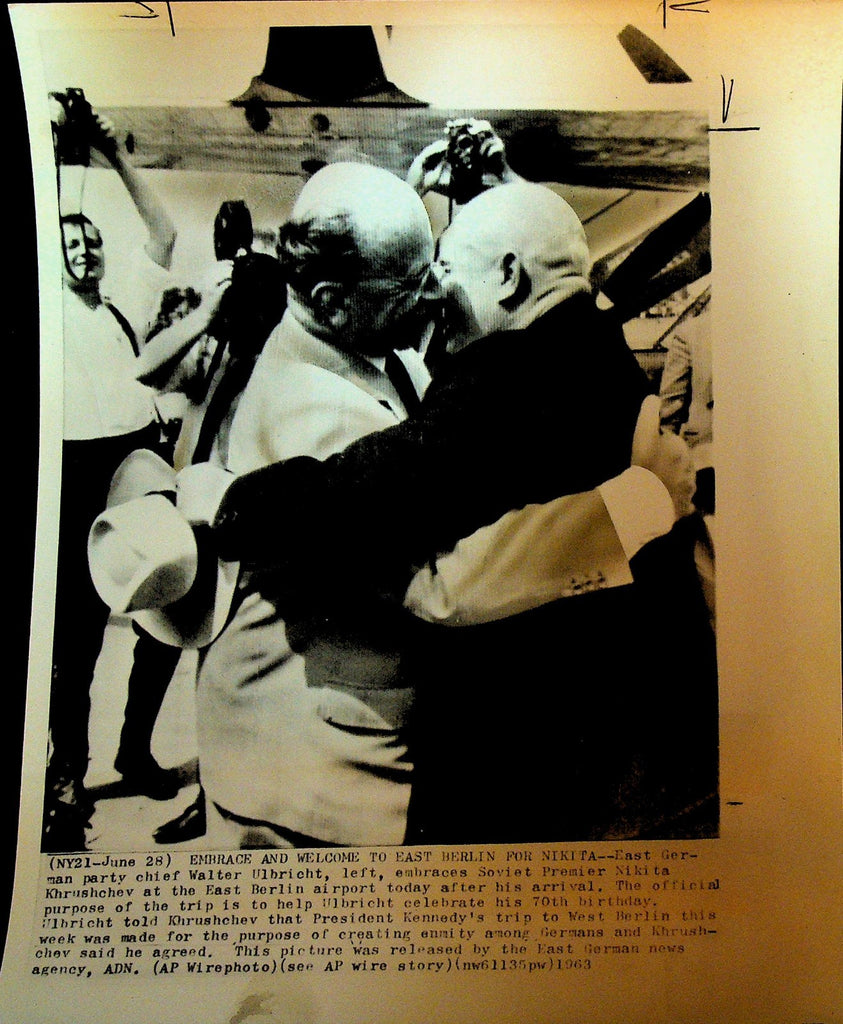 Nikita Khrushchev Wire Photo 1963 Walter Ulbricht East Berlin Visit0