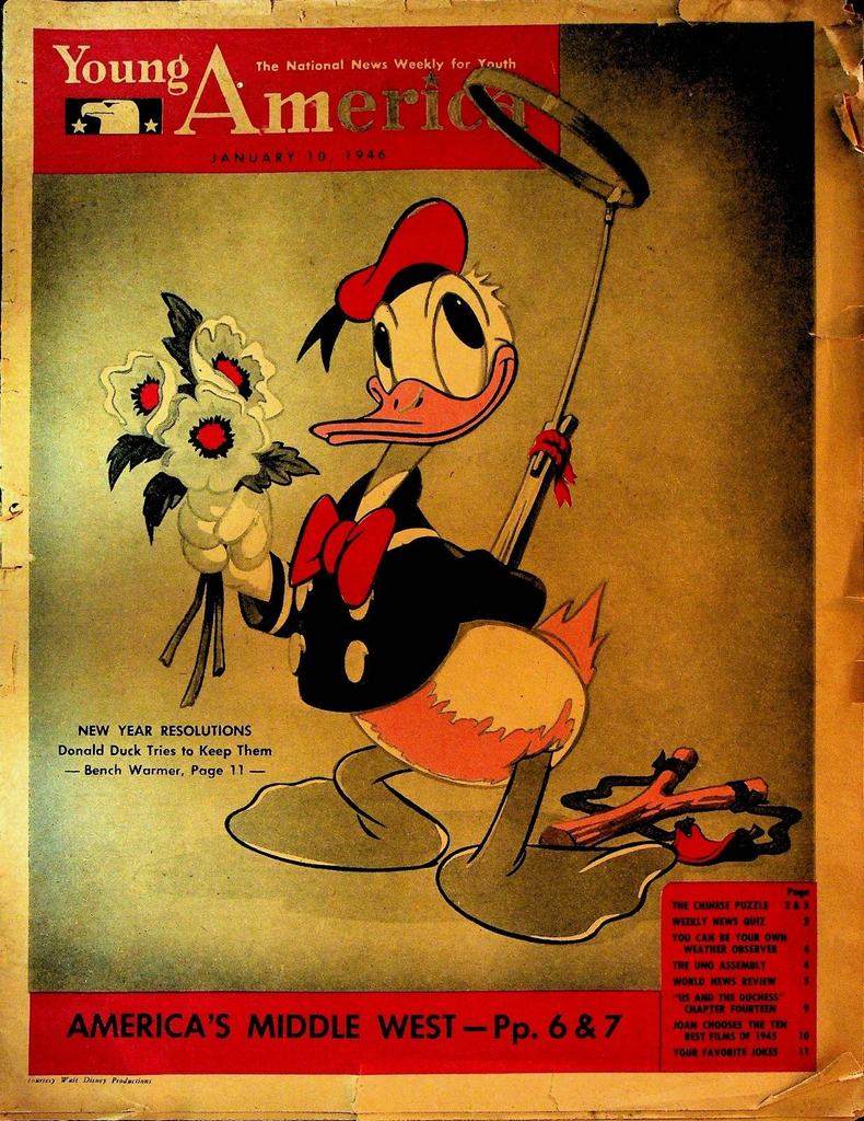 Young America Magazine January 10 1946 Donald Duck Walt Disney0