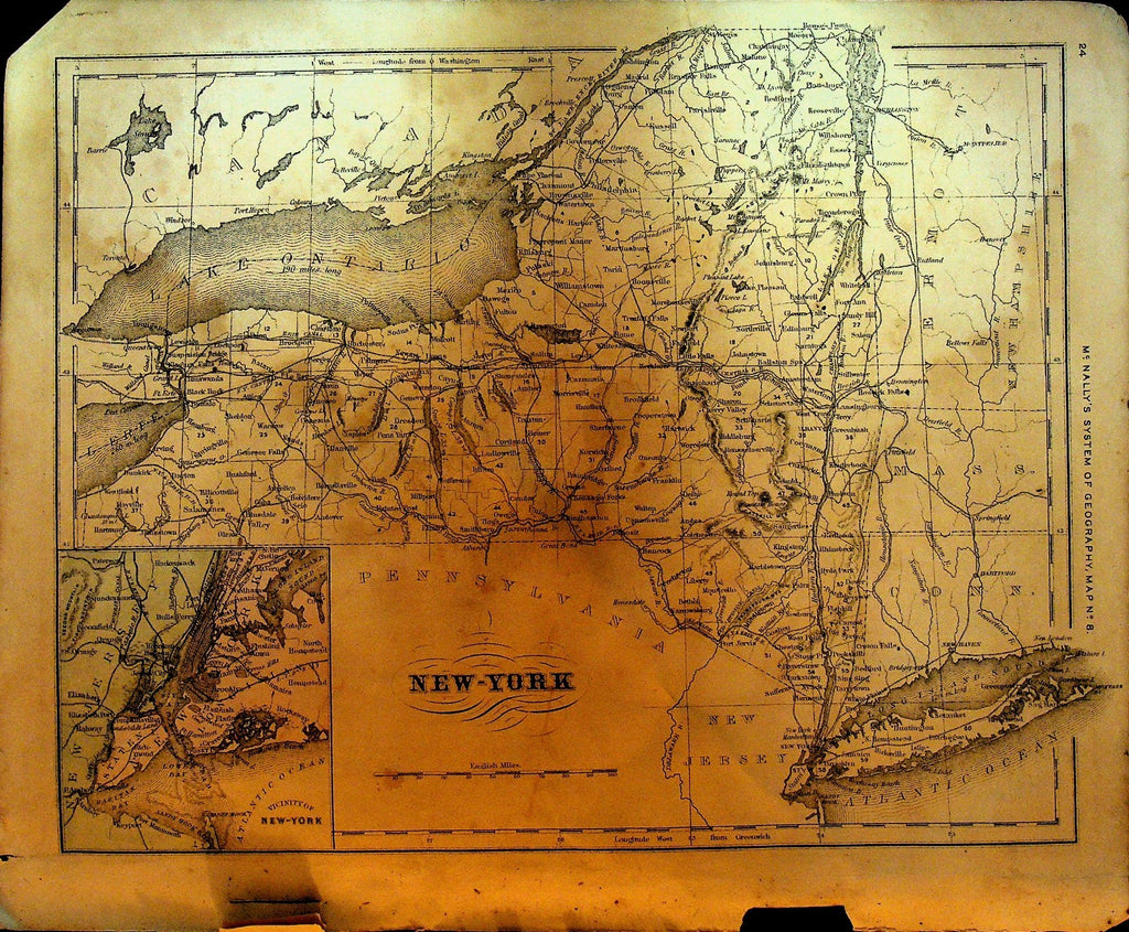 McNally's System of Geography 1800s Map 8 New York0