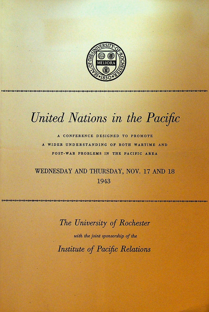 United Nations in the Pacific 1943 Program Clare Boothe Luce Rochester NY0