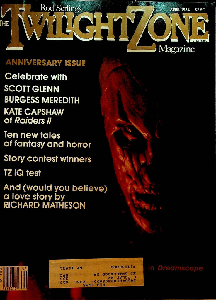 Rod Serling's Twilight Zone Magazine April 1984 Kate Capshaw Burgess Meredith