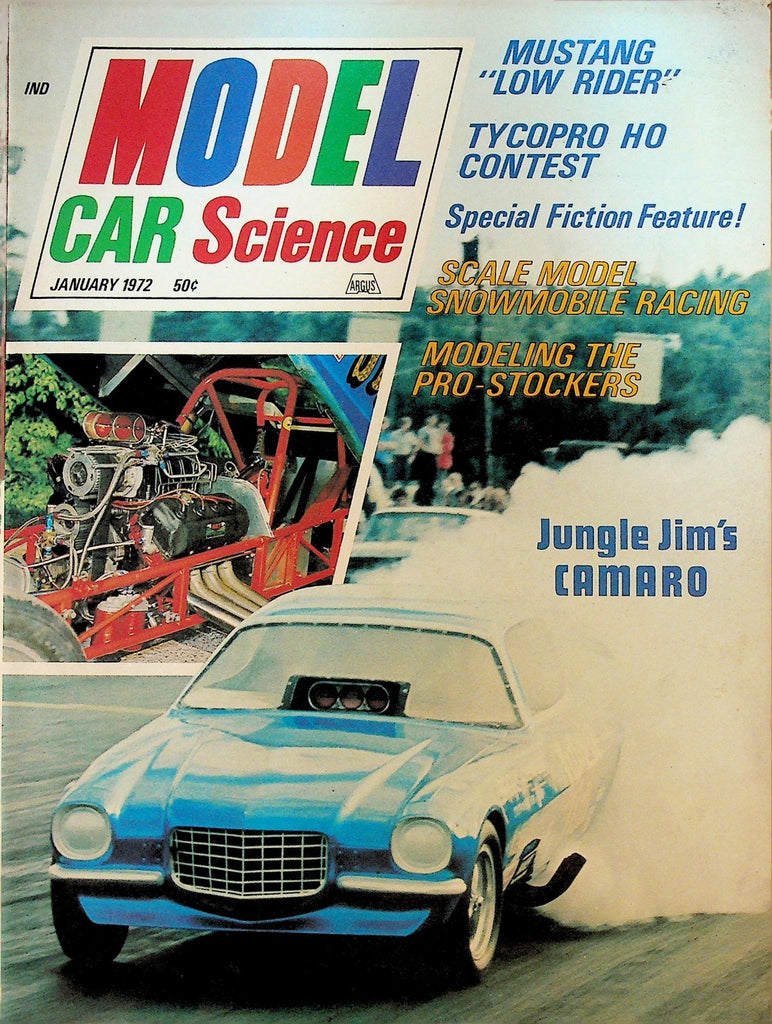 Model Car Science Magazine January 1972 Jungle Jim's Camaro Libermann Mustang0