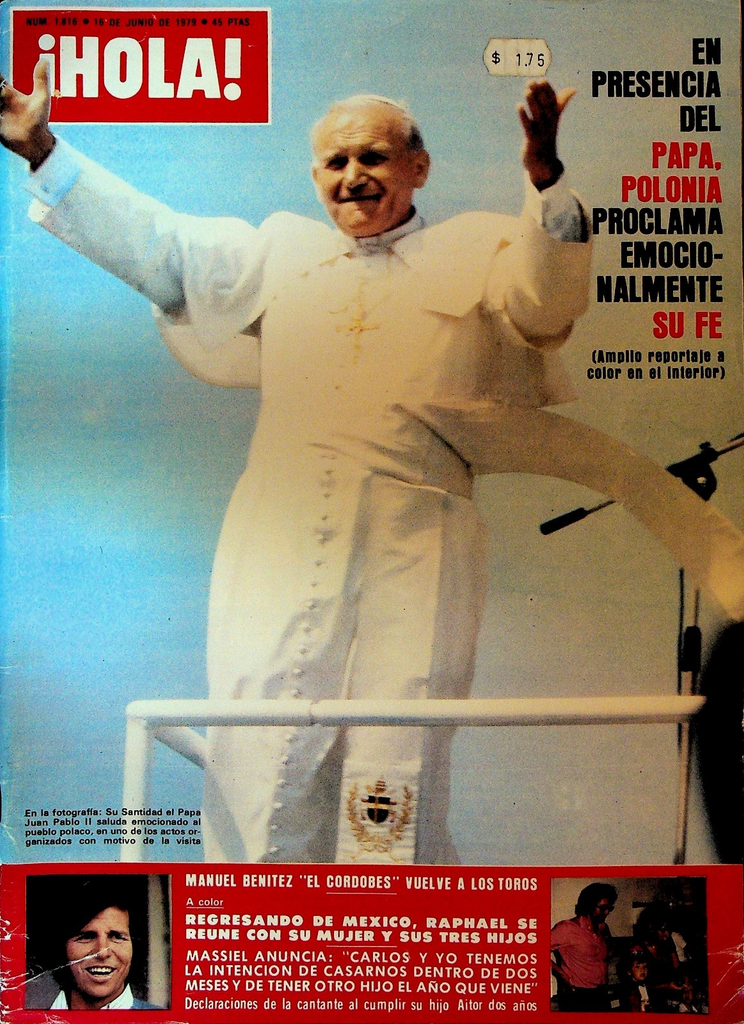 Hola Magazine June 16 1979 Pope John Paul II Vanessa Redgrave Joan Collins0