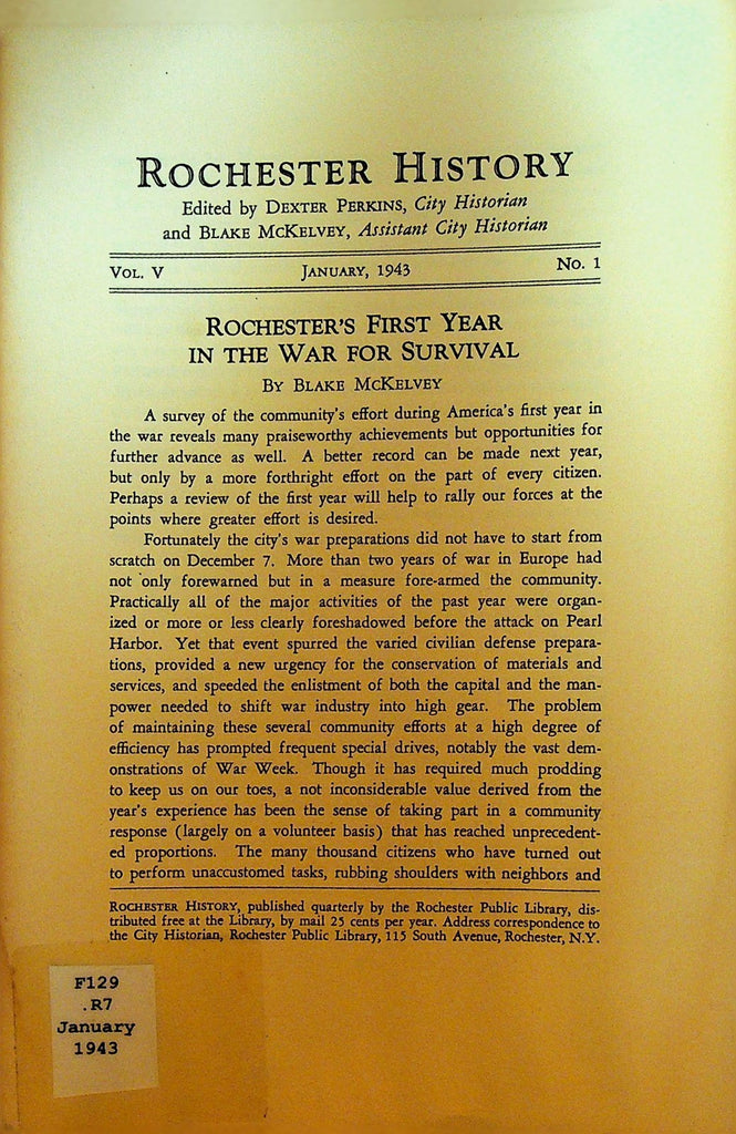 Rochester History NY January 1943 First Year of World War II0