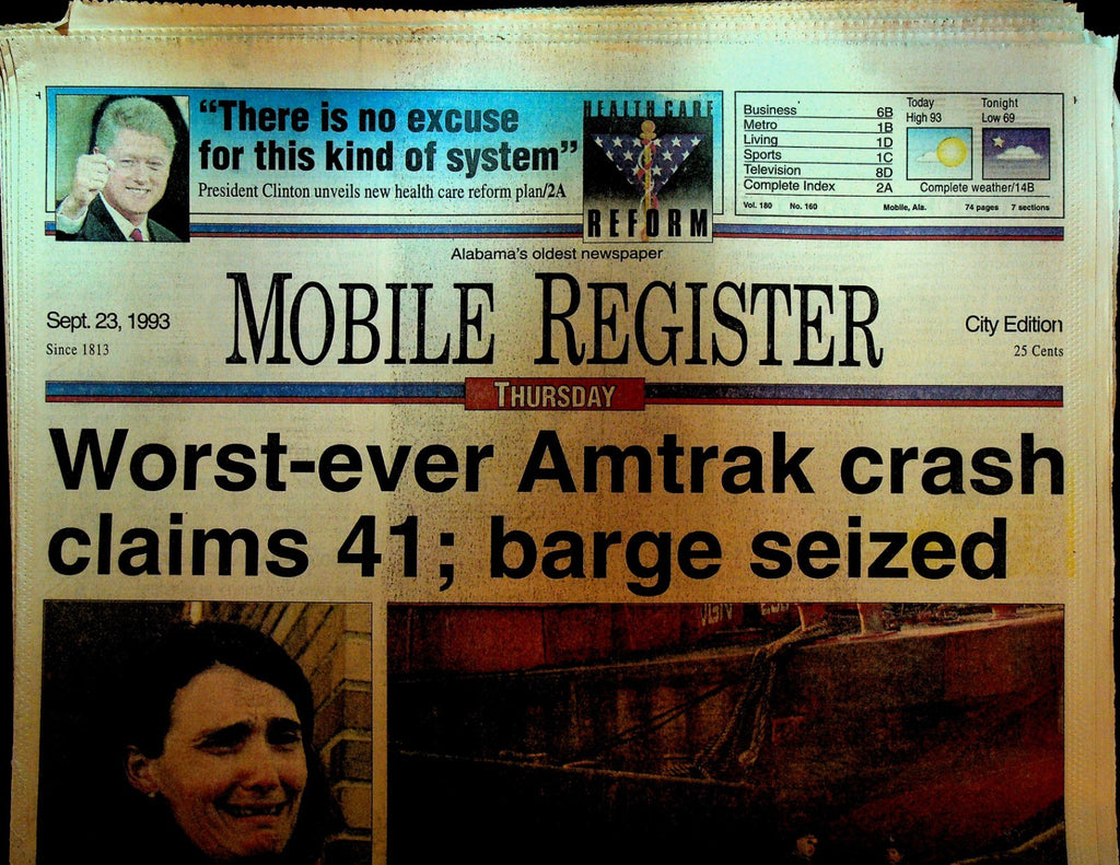 Mobile Register Alabama Newspaper September 23 1993 Amtrak Accident0