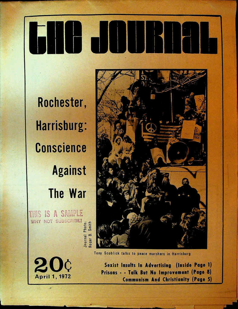 The Journal April 1 1972 Counterculture Daniel Berrigan Vietnam War Protests0
