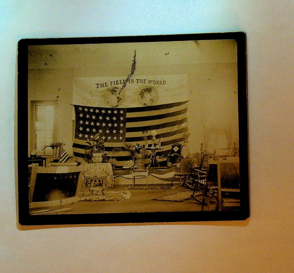 The Field is the World 35 Star Flag Civil War Display Photo on Board Kodak Back0