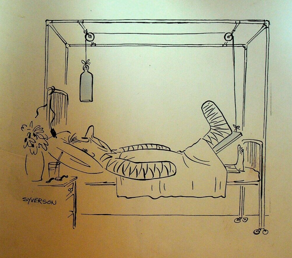 Henry S Syverson Original Art Hospital Bed Body Cast
