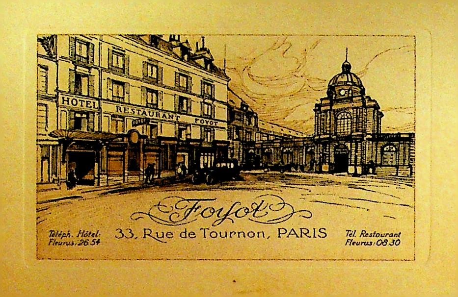 Hotel Restaurant Foyer Business Card 1930s Paris France0