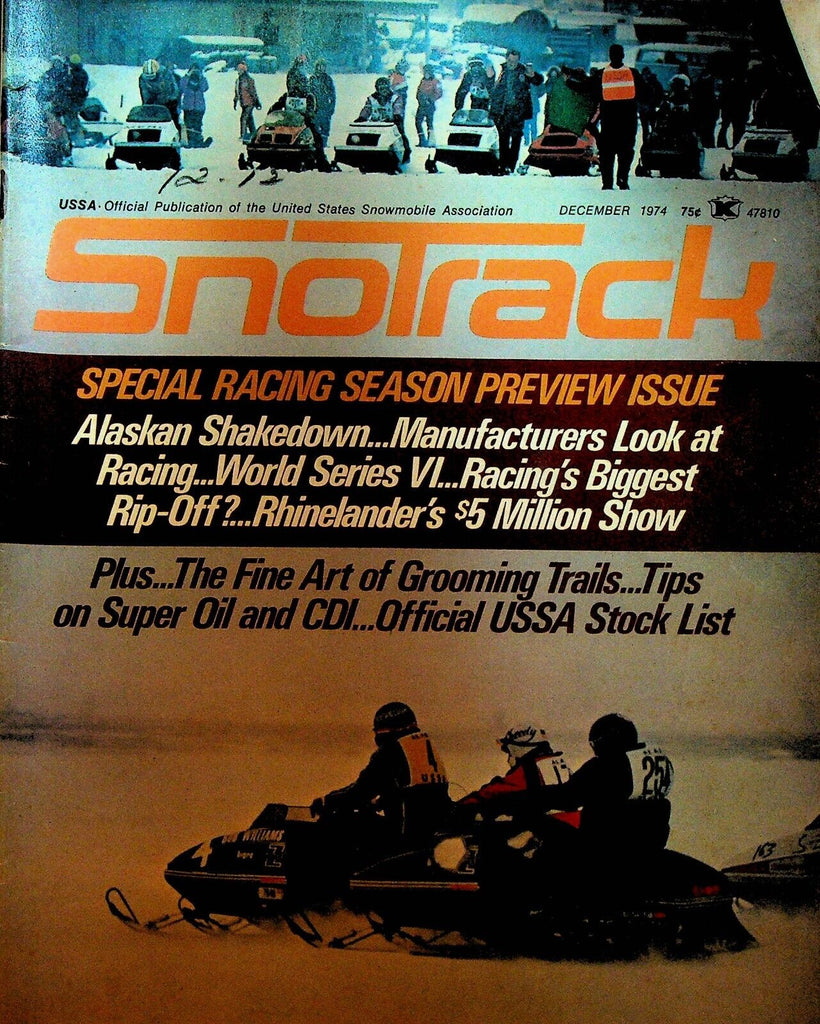 SnoTrack Magazine December 1974 Snowmobiles Rhinelander World Series VI
