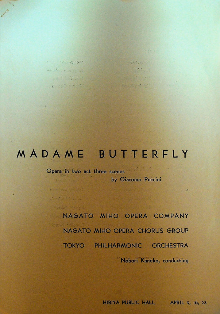 Madame Butterfly Program Nagato Miho Opera Company Tokyo Philharmonic Orchestra0