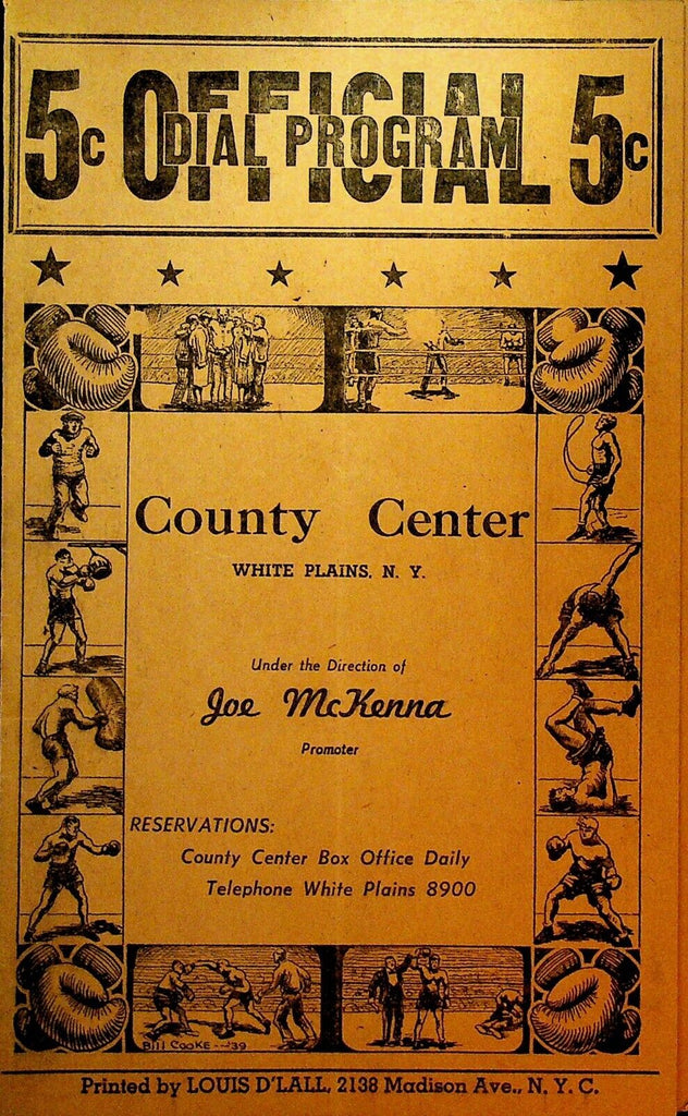 Boxing Official Dial Program White Plains NY January 7 1941 Primo Flores