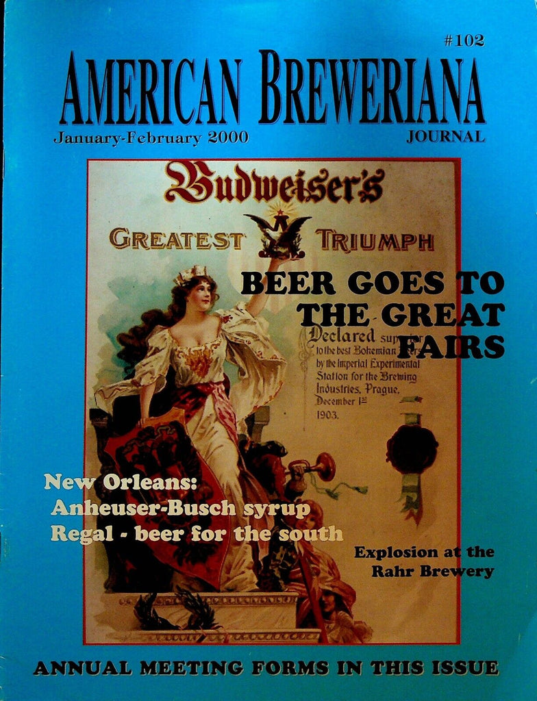 American Breweriana Journal 102 January 2000 Rahr Brewery World's Fairs